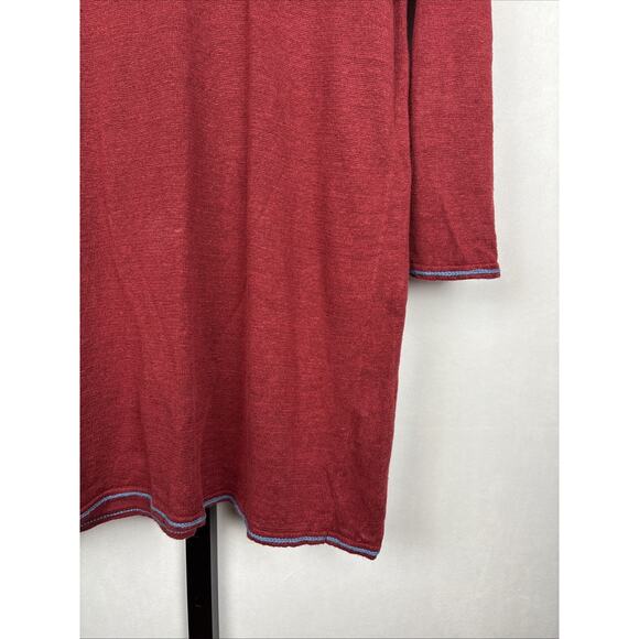 Gudrun Sjoden Organic Linen Tunic Sweater Women's Small Red Pullover Lagenlook - Picture 4 of 10